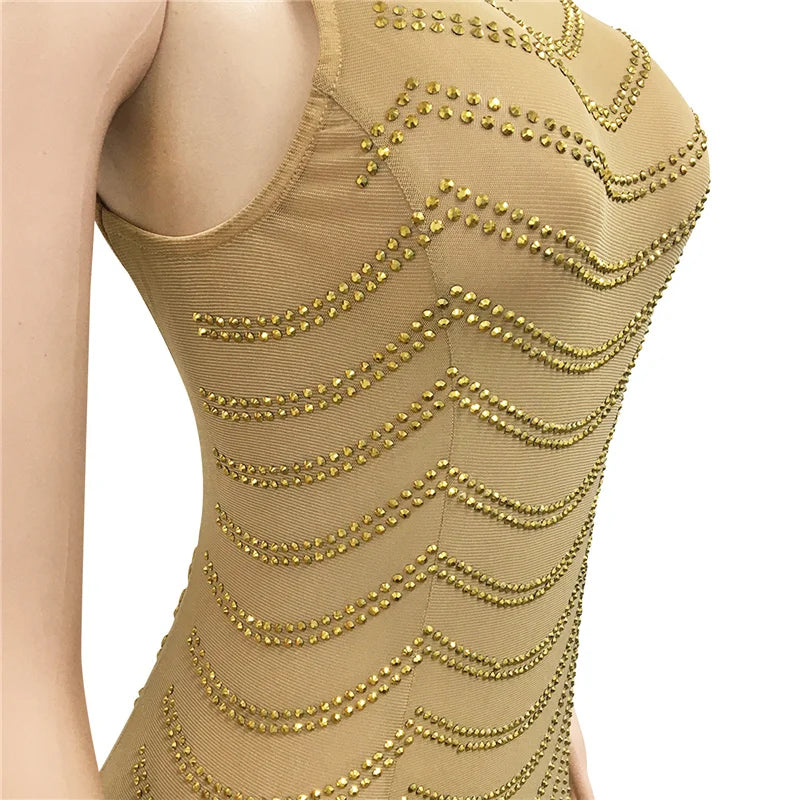 Sparkly Crystal Rhinestone Bodycon Maxi Dress Women Wedding Evening Backless Mesh See Through Night Party Club Birthday Dress