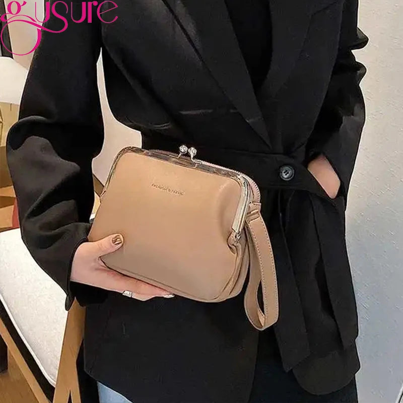 Gusure Vinatge Shell Women Shouder Crossbody Bag Clip Designer Small Handbags Luxury PU Leather Messenger Bag Lady Fashion Purse Secondary image