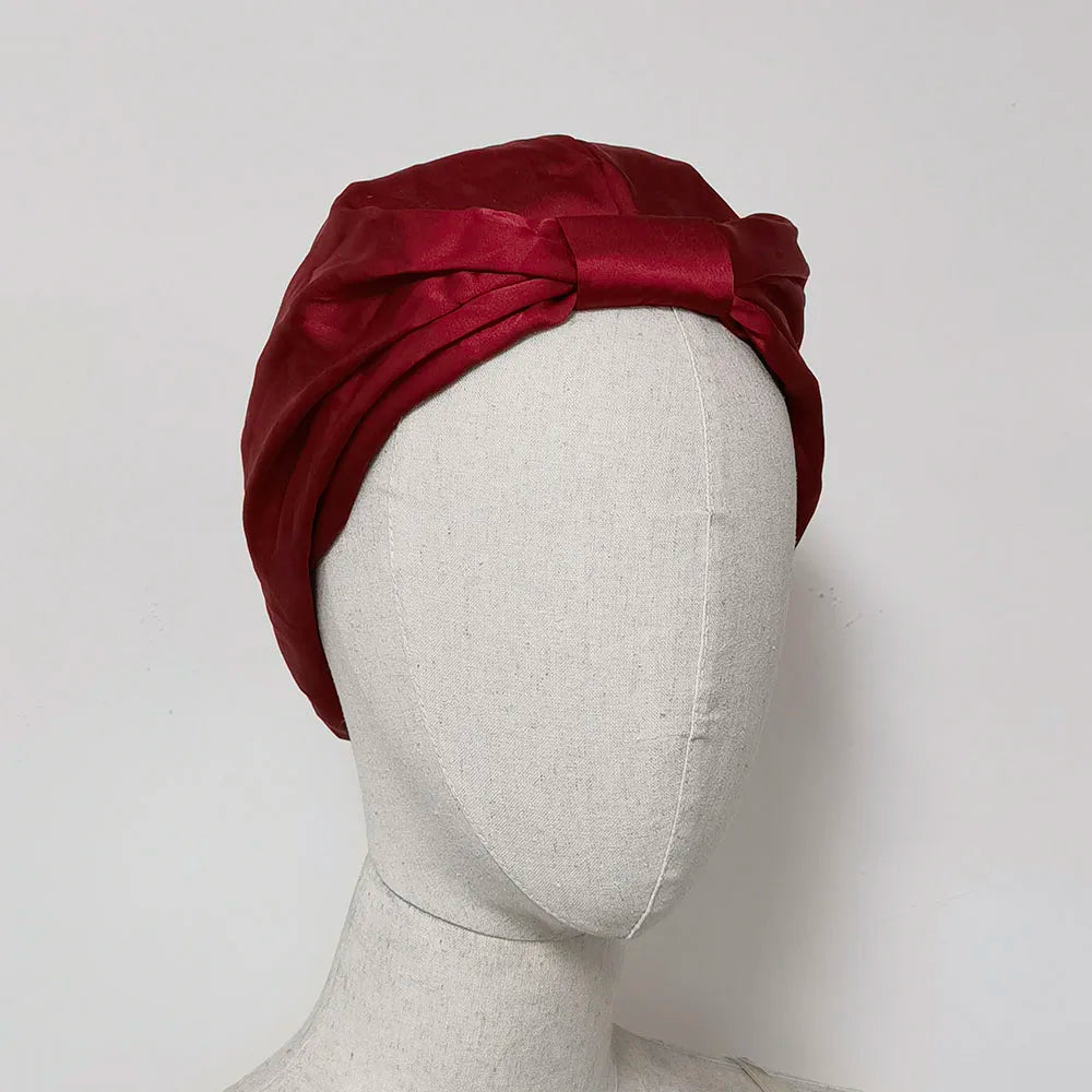 Women Sleep Hat Soft Pure Silk Charmeus Night Sleep Cap Hair Bonnet  Silk Comfortable Head Cover Wide Elastic Band Hair Loss Cap