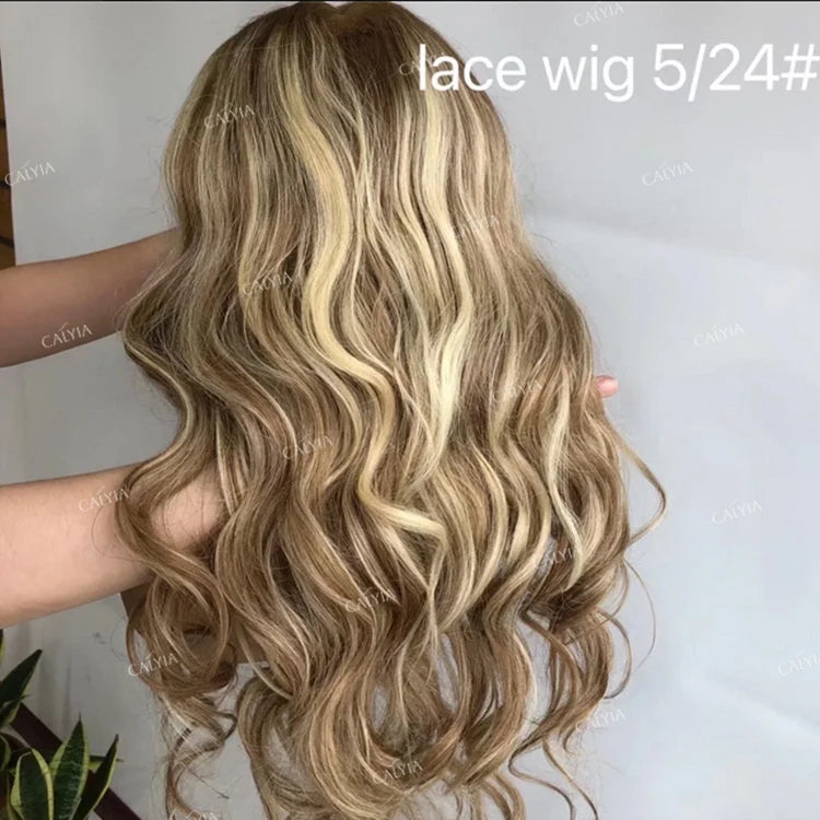 Ombre Brown Blonde Highlight Orange Ginger Color Straight Lace Front Wig Full Blonde 613 Lace Frontal Wig Human Hair Preplucked Secondary image