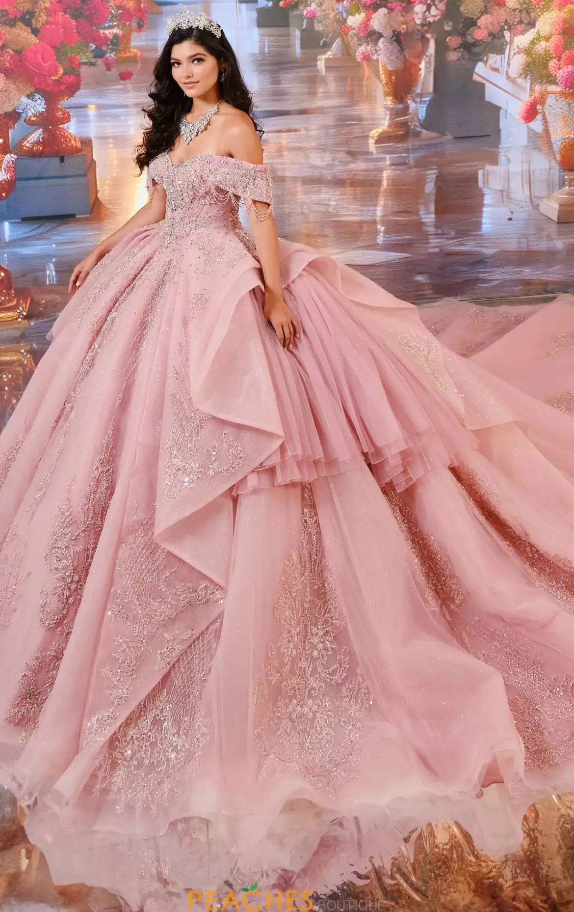 S2486L 2026 Fashion Heavy  One-shoulder Bright Diamond Light Luxury  Sweet pink Skirt Puffy Skirt High-end Dress Wedding Dress Secondary image