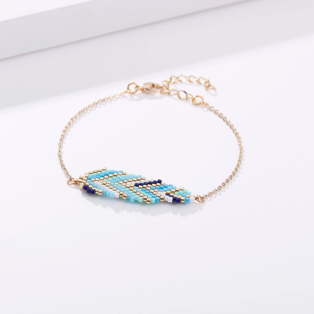 Hand Made Trendy Boho Jewelry Women Seed Beads Bracelets Necklace Earrings Leaf Miyuki Jewelry Set