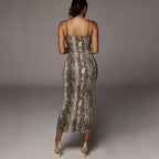 leopard print sleeveless V-neck sexy Hipster Fashion midi dress spring women fashion streetwear Christmas party outfits