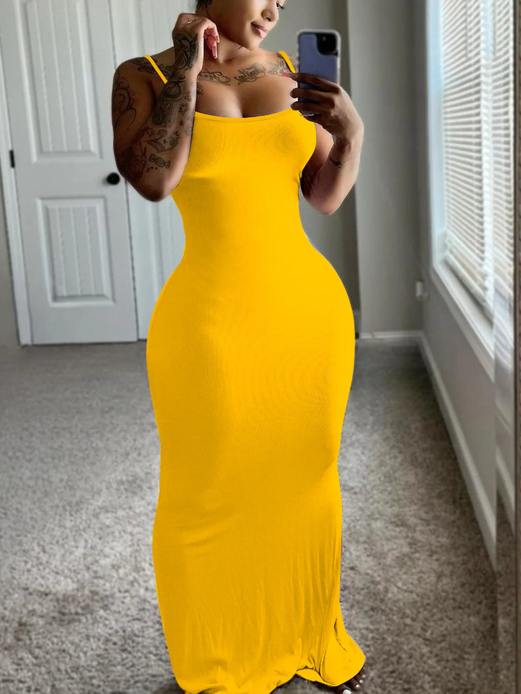 New Arrival Women's Summer Bodycon Maxi Dress Spaghetti Strap Sklinky Casual Ribbed Knit Floor-Length with Beading Decoration
