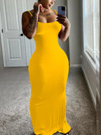 New Arrival Women's Summer Bodycon Maxi Dress Spaghetti Strap Sklinky Casual Ribbed Knit Floor-Length with Beading Decoration