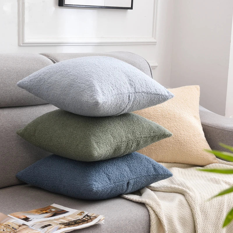 Plush Cushion Cover Cozy Faux Fur Teddy Pillow Cover For Sofa Living Room 18x18 Decorative Pillows Nordic Home Decor Pillowcase