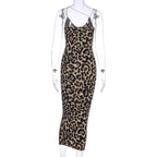 leopard print sleeveless V-neck sexy Hipster Fashion midi dress spring women fashion streetwear Christmas party outfits