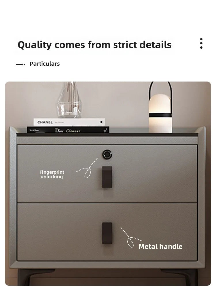 Modern Simple Luxury Smart Bedside Table New Solid Wood Multi-Functional Wireless Charging Accessible Internet Bedroom Furniture