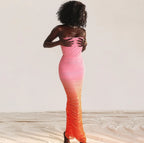Women New Fashion Lace up Pleated Tube Top Dress Vintage Sleeveless Backless Casual Chic Female Dresses Vestidos Mujer Pink 2626