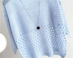 Spring and Summer New Ice Silk Knitted Vest Top Hollow Out Thin Bottoming Sling Streetwear Womens Clothing White Shirt 13686