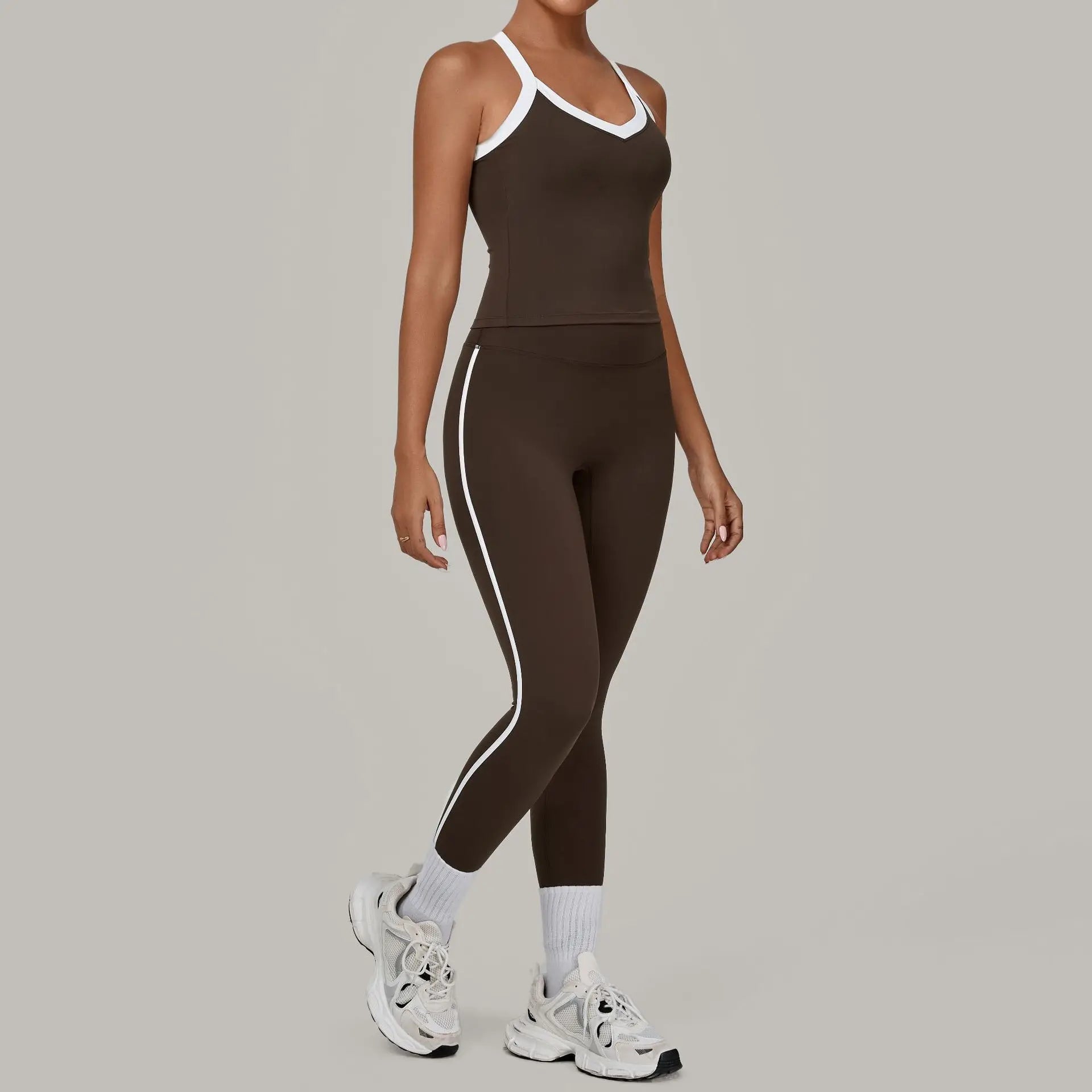 Women's Casual Quick-Drying Fitness Suit Nude Yoga Set Outdoor Sports Skinny Fit Shorts Knitting Top Plus Size Solid Waist Waist Secondary image
