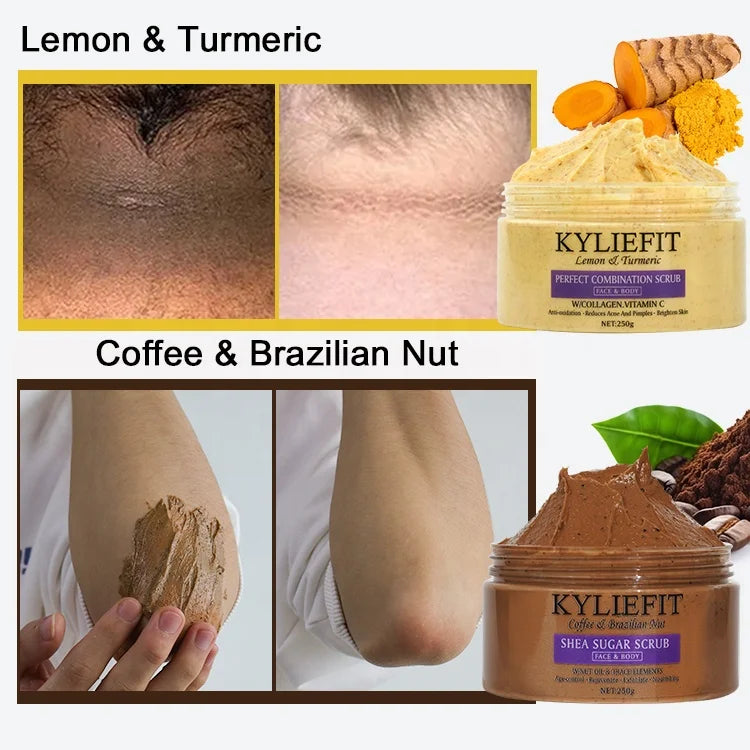 Kyliefit 4 Color Salt Whitening Exfoliating Skin Care Fruit Base Facial Body Wash Scrub Cream