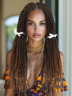 WIGER Full Double Lace Braided Wig with Pre Plucked Baby Hair Senegalese Style Black 24 Inch 180g