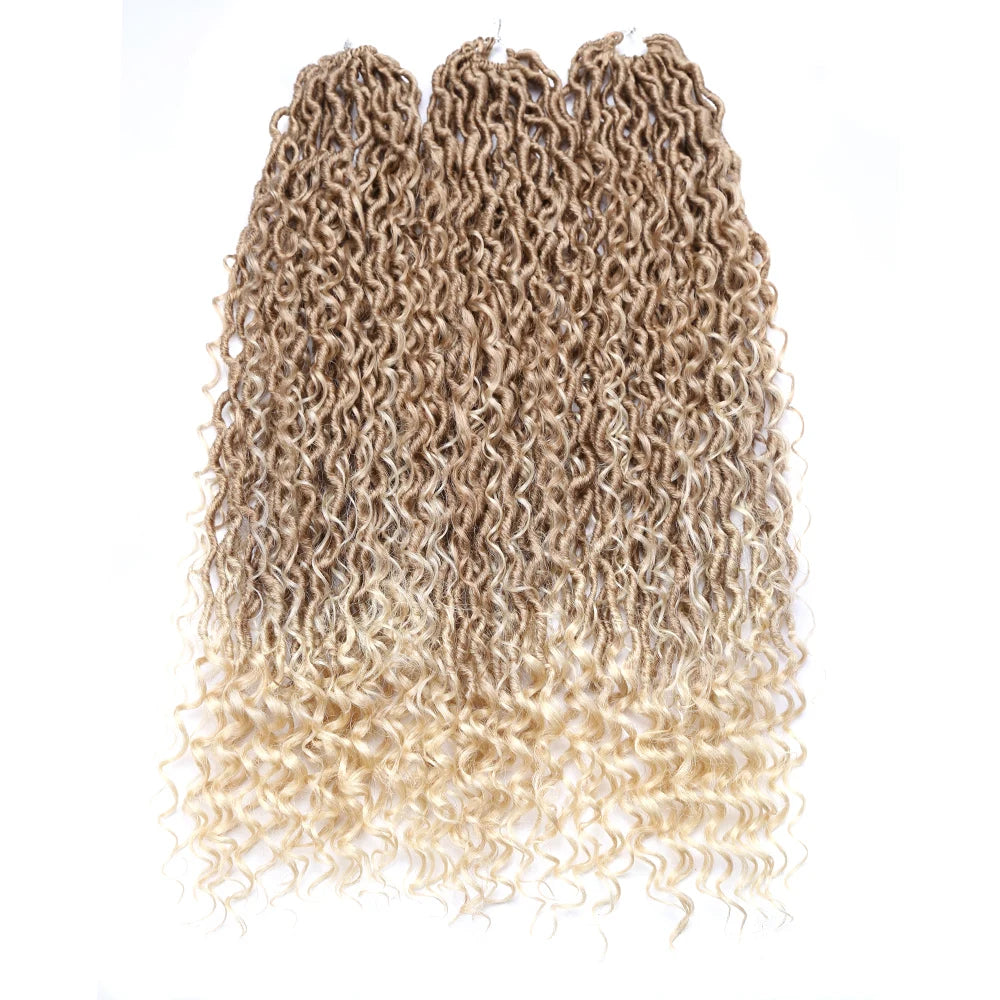 Synthetic Goddess Locs Crochet Hair Braids Curly Faux Locs Braiding Hair Extensions Wig For Women Black Hippie Boho Style