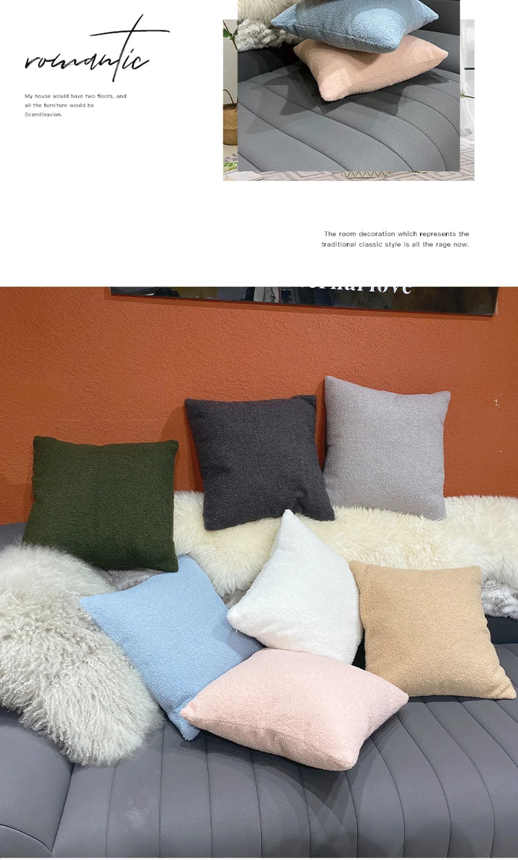 Plush Cushion Cover Cozy Faux Fur Teddy Pillow Cover For Sofa Living Room 18x18 Decorative Pillows Nordic Home Decor Pillowcase