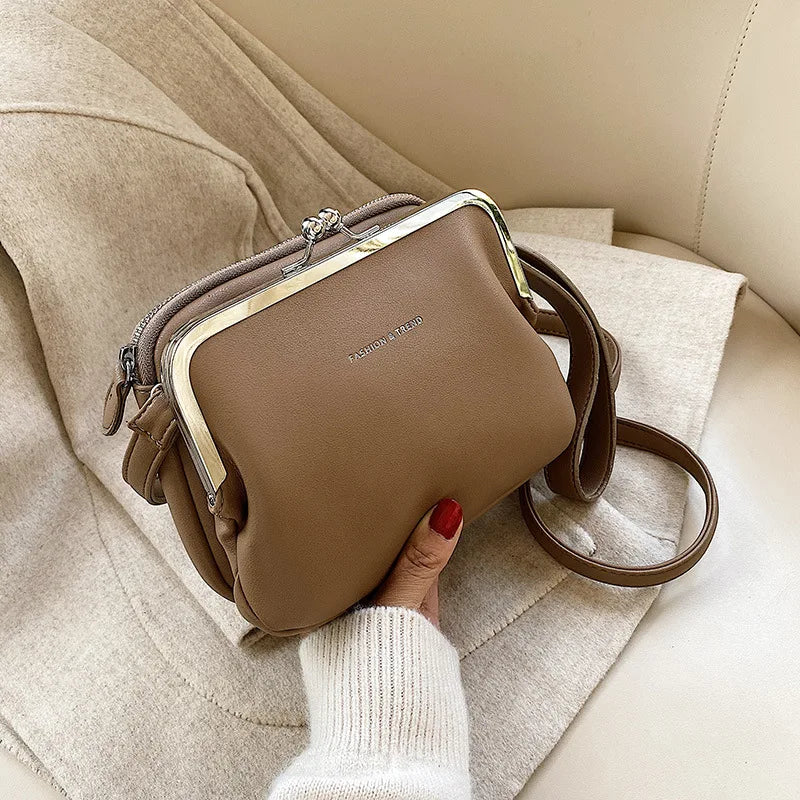 Gusure Vinatge Shell Women Shouder Crossbody Bag Clip Designer Small Handbags Luxury PU Leather Messenger Bag Lady Fashion Purse