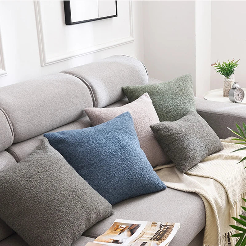 Plush Cushion Cover Cozy Faux Fur Teddy Pillow Cover For Sofa Living Room 18x18 Decorative Pillows Nordic Home Decor Pillowcase Secondary image