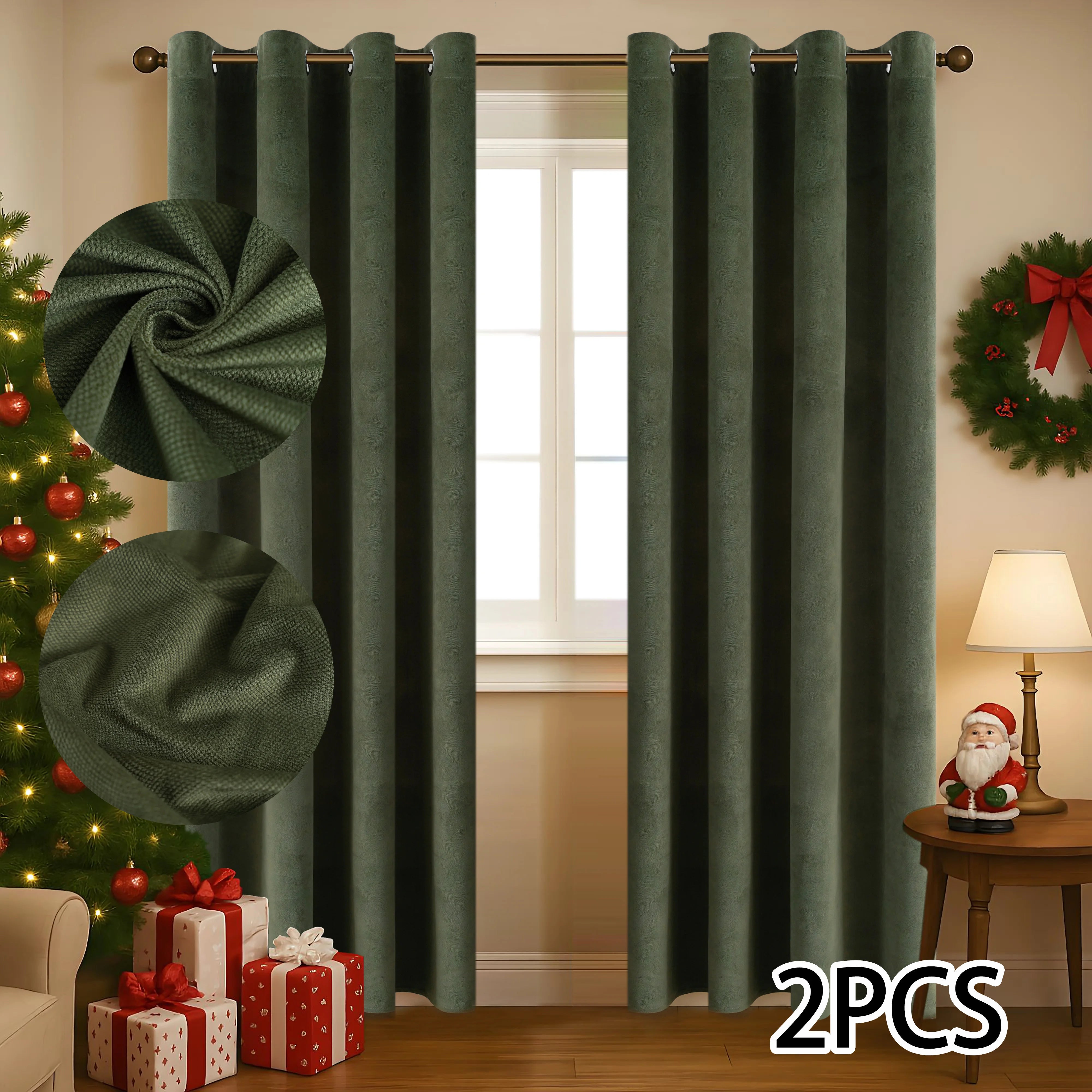 JA Super Soft Luxury Blackout Heat Insulation Shading Noise Reduction Curtains Green Velvet Modern Insulated Main image
