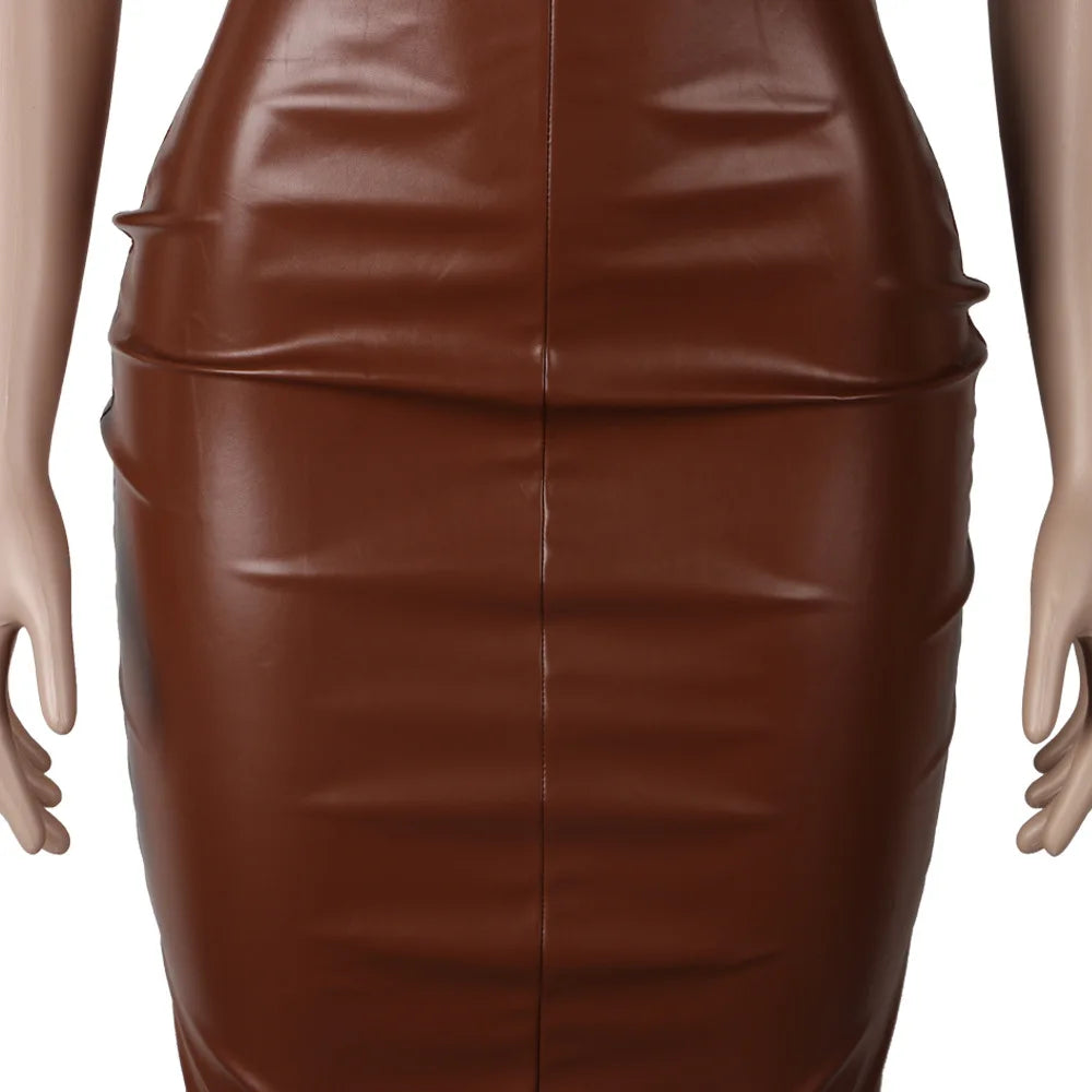 faux leather dress women dresses for women 2026 birthday outfits female dresses casual PU winter clothes