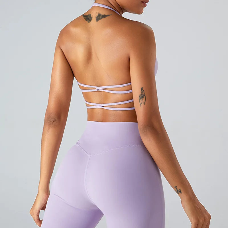 Women's High Quality Custom Logo Seamless Gym Tops Padded Cross Strap Workout Athletics Fitness Yoga Bras