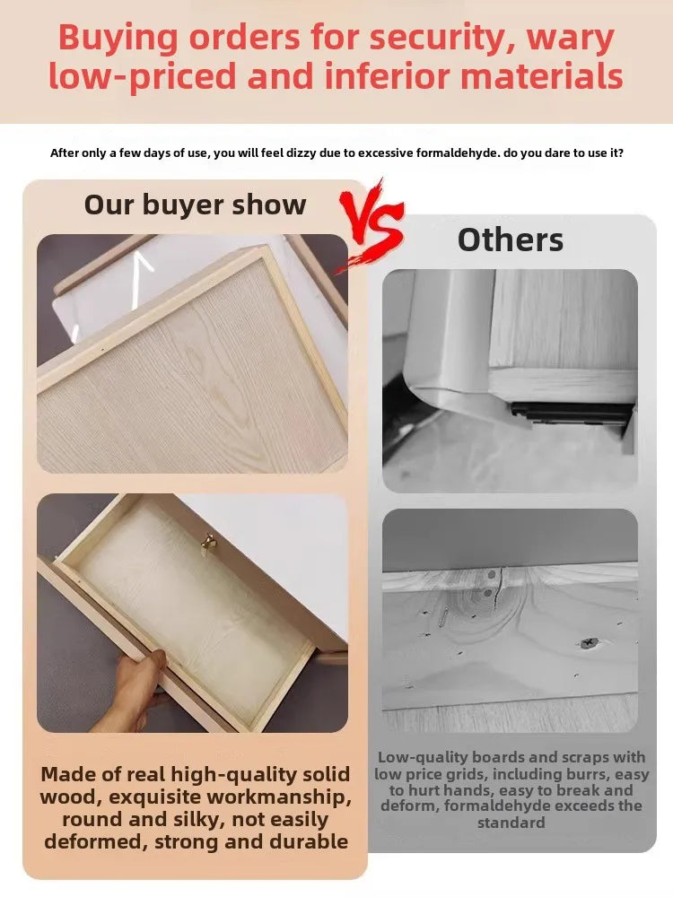 Modern Simple Luxury Smart Bedside Table New Solid Wood Multi-Functional Wireless Charging Accessible Internet Bedroom Furniture