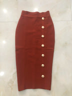 New Arrival Women Button Black Blue Red Bodycon Bandage Skirt 2026 Designer High Waist High Street Party Club Pencil Skirt 75cm