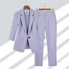2025& 2026 Women's New V-neck Big Collar Solid Color One Button Professional Set Casual Nine Sleeve Suit Set Women's Wear