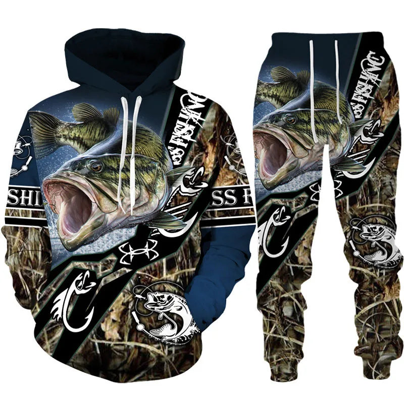 Novelty 3d Fish Printed Men Women Hoodie/pants/suit Harajuku Camo Fishing Hunting Camping Clothes Fashion Outdoor Sportswear Set Secondary image
