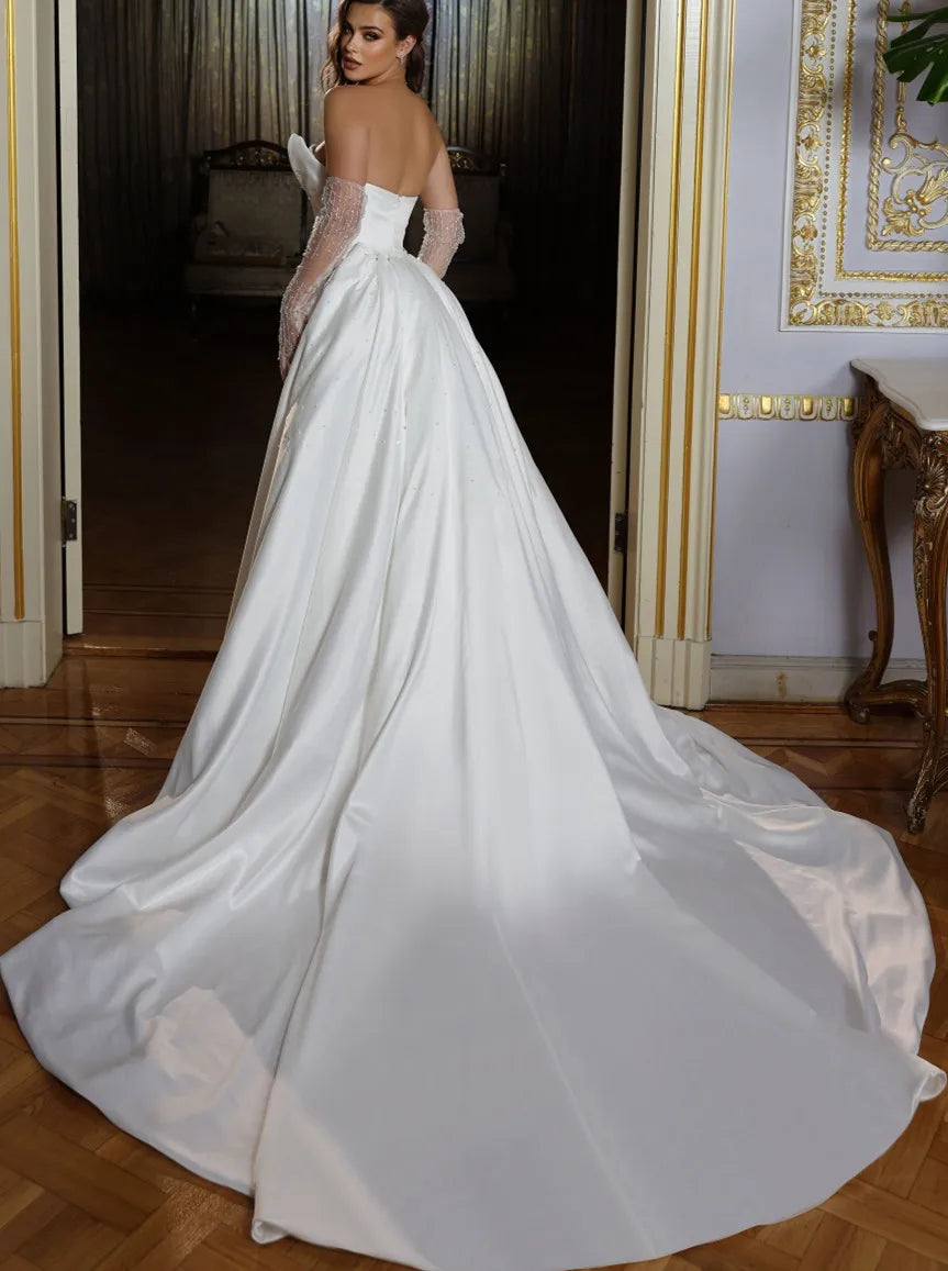 2023 Bridal Dress Mermaid Wedding Gowns Sexy Africa Bridal Wedding Dress with Detachable Train Stain Wedding Dresses