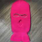 Shining Diamond Balaclava Face Mask Women Pink Sport Knitted Fleece Ski Mask for Women Three Hole Hat Shiny Rhinestone