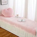 Luxury Imitation Fur Cushion Plush Sofa Carpet Faux Fur Sheepskin Rug Balcony Bay Window Mat Kid's Bedroom Fluffy Blanket White