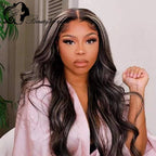Colored Highlight White Black Body Wave Transparent 13x4 HD Lace Frontal Wigs For Women Brazilian Human Hair Wig 180 Density
