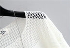 Spring and Summer New Ice Silk Knitted Vest Top Hollow Out Thin Bottoming Sling Streetwear Womens Clothing White Shirt 13686