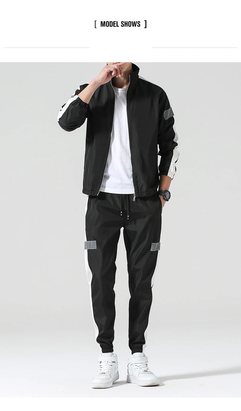 2Pcs Men Tracksuit Hoodie Tops Joggers Pants Tracksuit Set Male Running Jogging Sportswear Hooded Pants Mens Sweat Suit