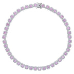 Iced Out Bling pink Diamond Hip Hop Women Charm Jewelry Geometric square Cubic Zirconia Cz Cluster Tennis Necklace