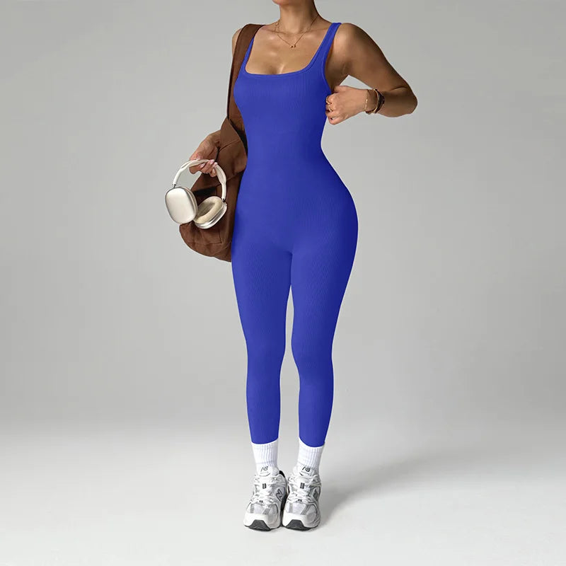 Women's Seamless Quick Dry 100% Polyester High-Waisted Backless Spaghetti Strap Yoga Bodysuit Stretchy Workout One Piece Sports Secondary image