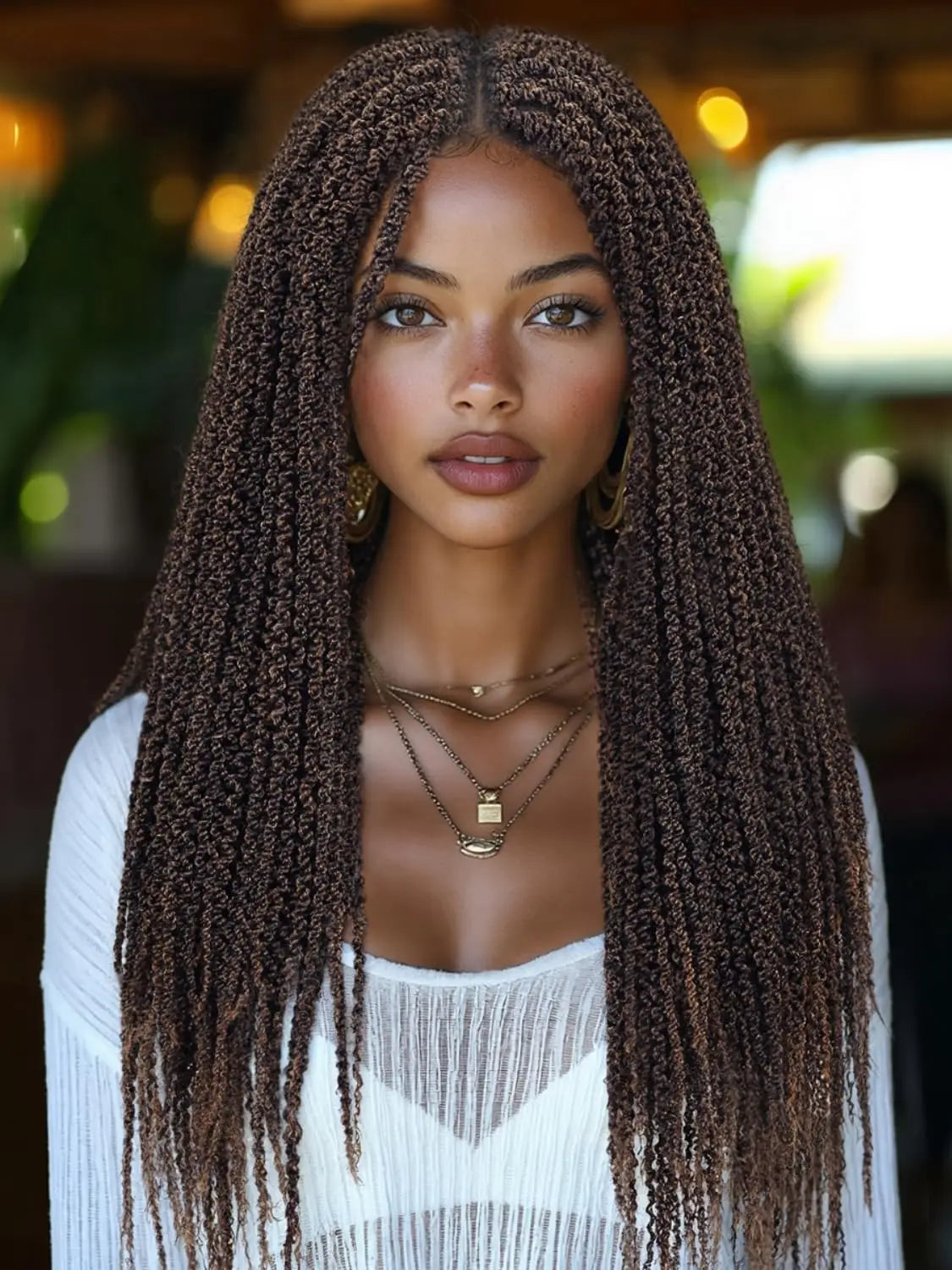 WIGER Full Double Lace Braided Wig with Pre Plucked Baby Hair Senegalese Style Black 24 Inch 180g