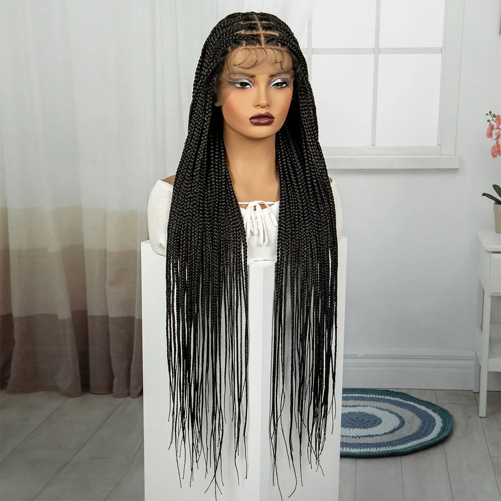 36 Inch HD Lace Front Cornrow Braided Wigs for BLACK  Women  Knotless Braided Wigs for Women Box Braid Wig