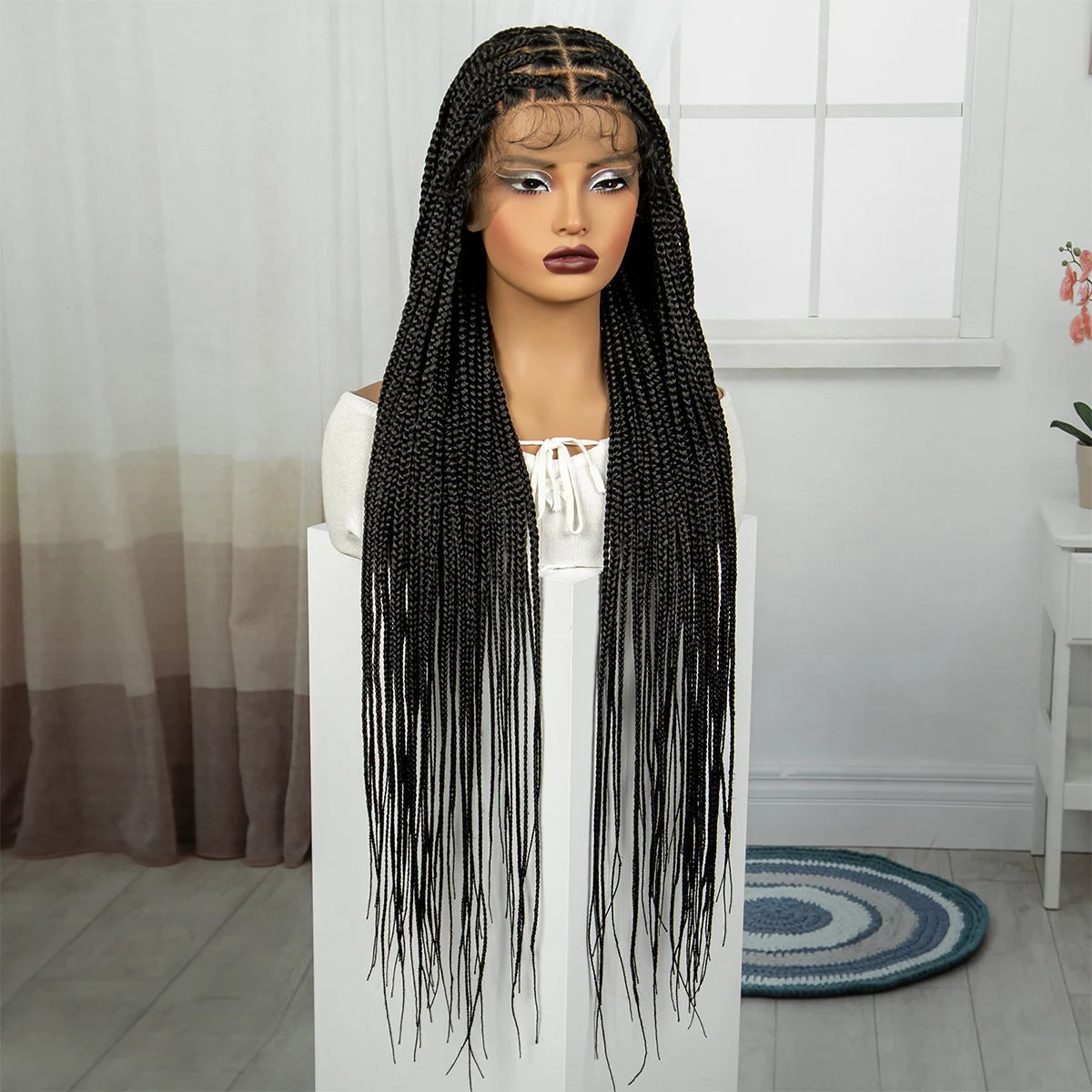 36 Inch HD Lace Front Cornrow Braided Wigs for BLACK  Women  Knotless Braided Wigs for Women Box Braid Wig