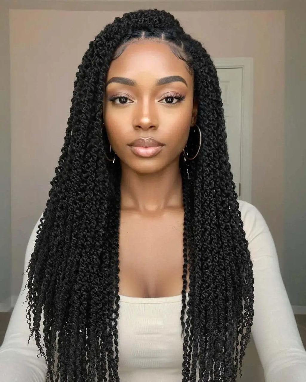 WIGER Full Double Lace Braided Wig with Pre Plucked Baby Hair Senegalese Style Black 24 Inch 180g
