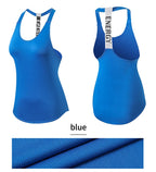 Women Gym Tops Black Sleeveless Yoga Top Women Fitness Shirt Gym Vest Running workout Sports Tops Letter Backless Shirt