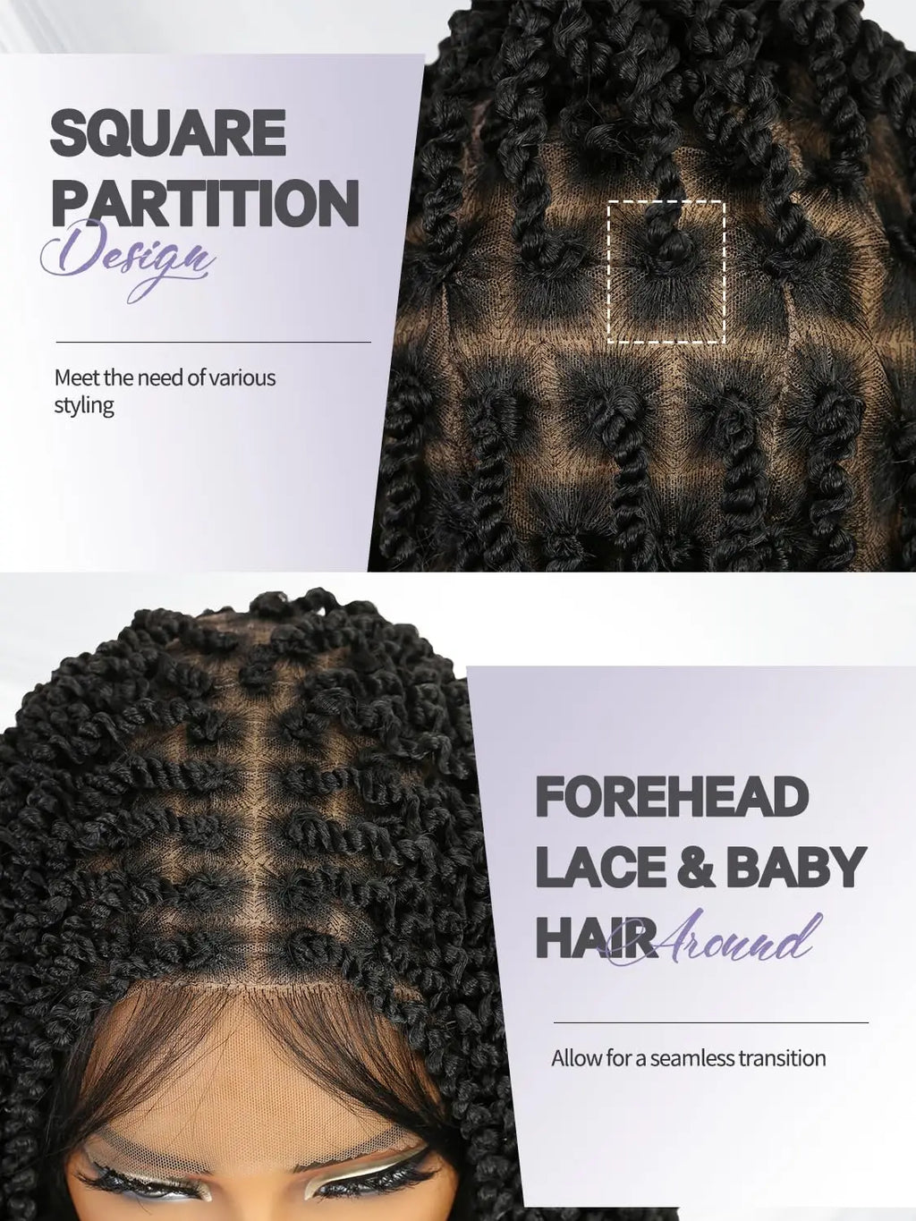 WIGER Full Double Lace Braided Wig with Pre Plucked Baby Hair Senegalese Style Black 24 Inch 180g