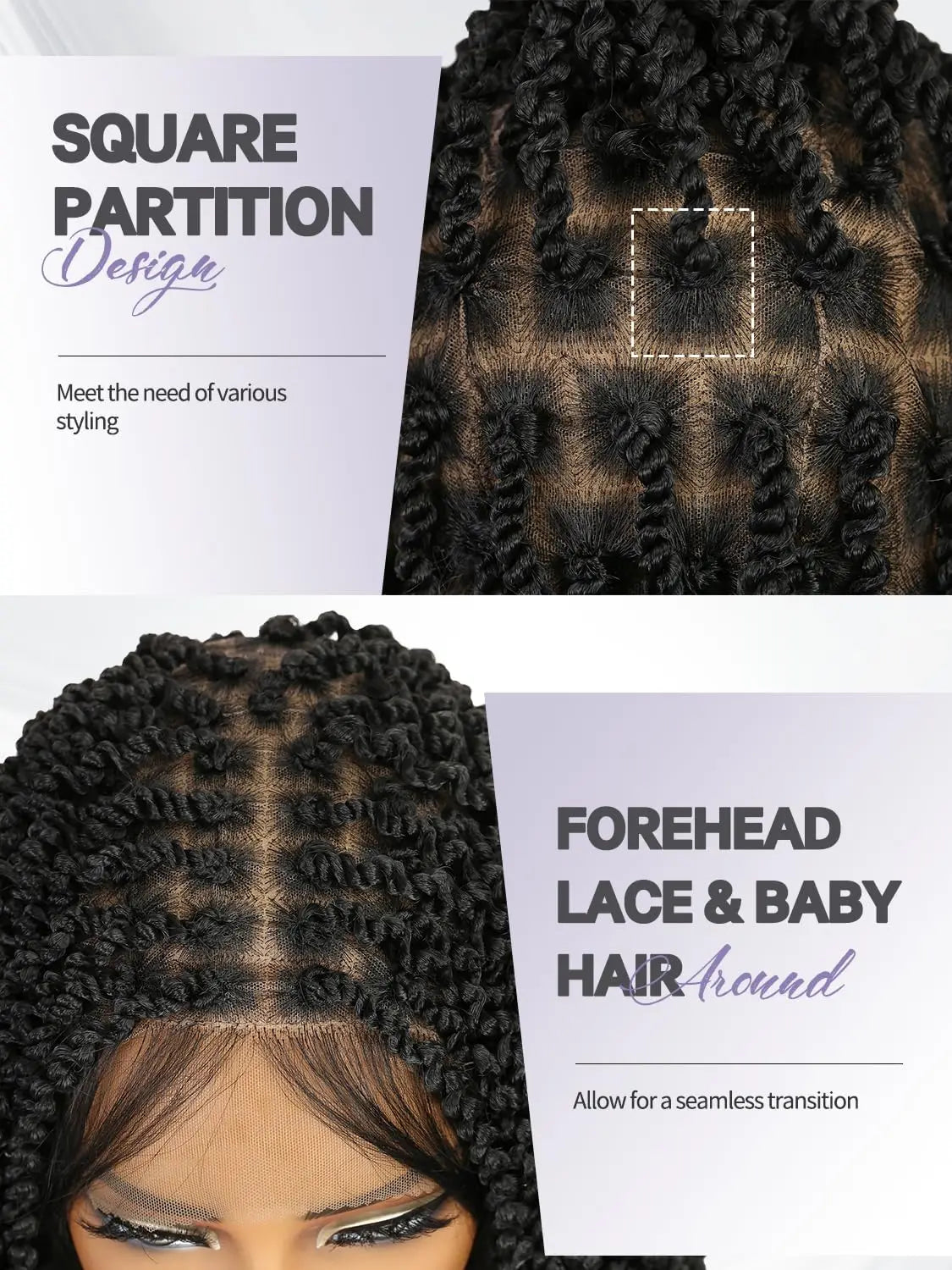 WIGER Full Double Lace Braided Wig with Pre Plucked Baby Hair Senegalese Style Black 24 Inch 180g