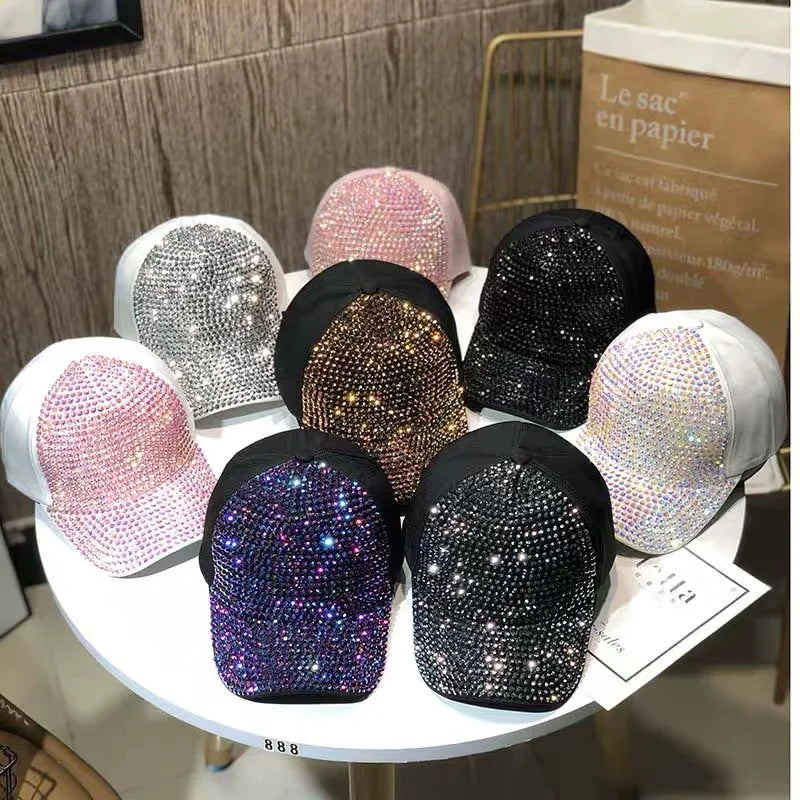 Women's Studded Rhinestone Baseball Cap Adjustable  Sparkle Bling Sun Hat Main image