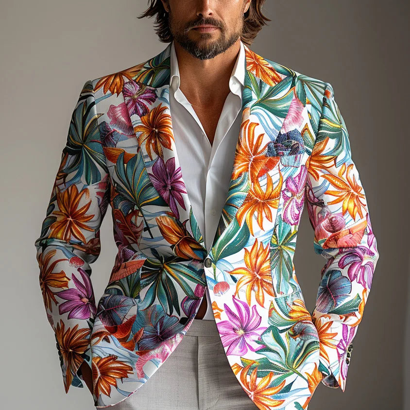 New Men's One Button Casual Suit Youth Casual Printed Tops Sehe Fashionbisou Secondary image