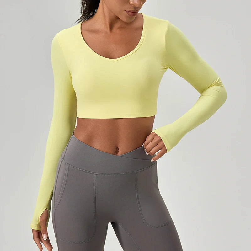 Fashionable Cross Back Slim Fit Long Sleeve Yoga Top Quick Dry Workout T-shirts for Running Gym Fitness Secondary image
