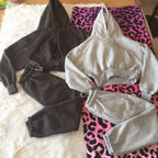 Wholesale Fleece Hoodie with Jogger Pant Sweat Suit Fall Winter 2 Piece Set Tracksuit Women Sports Outfit Two Piece Solid Casual