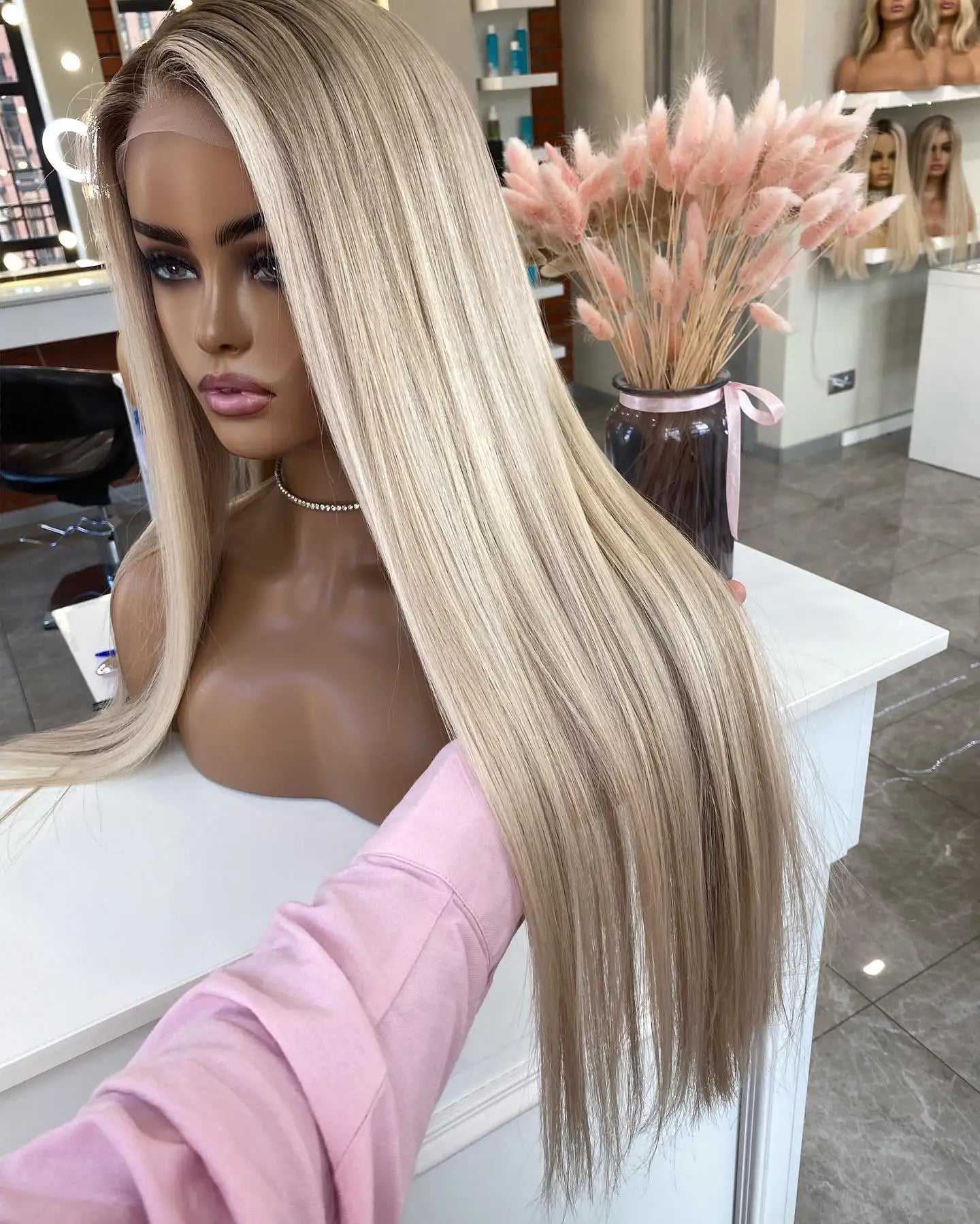 Blonde Balayage Color European 13x4 Hd Virgin Human Hair for High Level White Women Cuticle Aligned Lace Frontal Wig Pre Plucked Secondary image