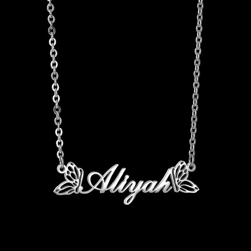 Custom Name Necklace Double Butterfly Letter Name Pendant Stainless Steel Necklace Personalized Gift for Women Men Hainon 2818 Secondary image