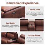 OEHOME Modern Power Recliner Sofa Set 4-Seat Modular Sectional Storage Console USB Ports Polyester Tufted Upholstered